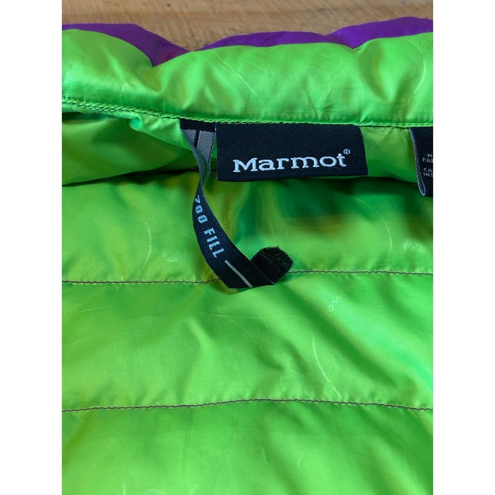Marmot Womens 700 Fill Down‎ Jena Jacket Purple Lime Green Lightweight Size XS - Picture 6 of 14